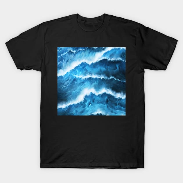 Hyperrealistic blue ocean waves T-Shirt by Crestern